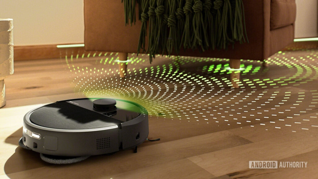 robot aspirateur roomba en action dans un salon moderne